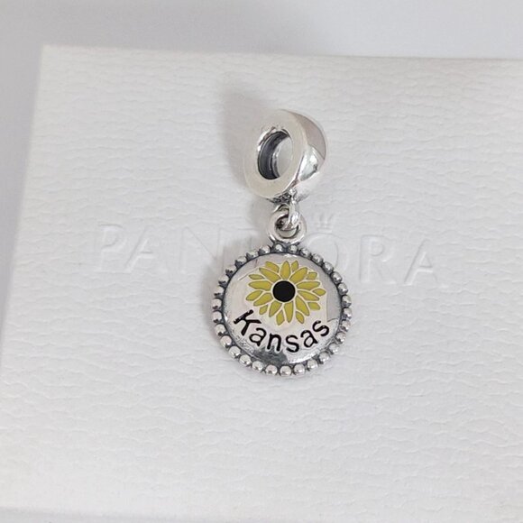 Pandora Kansas City Sunflower Exclusive Dangle Charm 925 Silver Bracelet Pendant - Picture 6 of 6